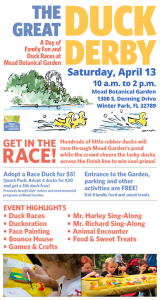Don't Miss The Great Duck Derby at Mead Botanical Garden on April 13th!